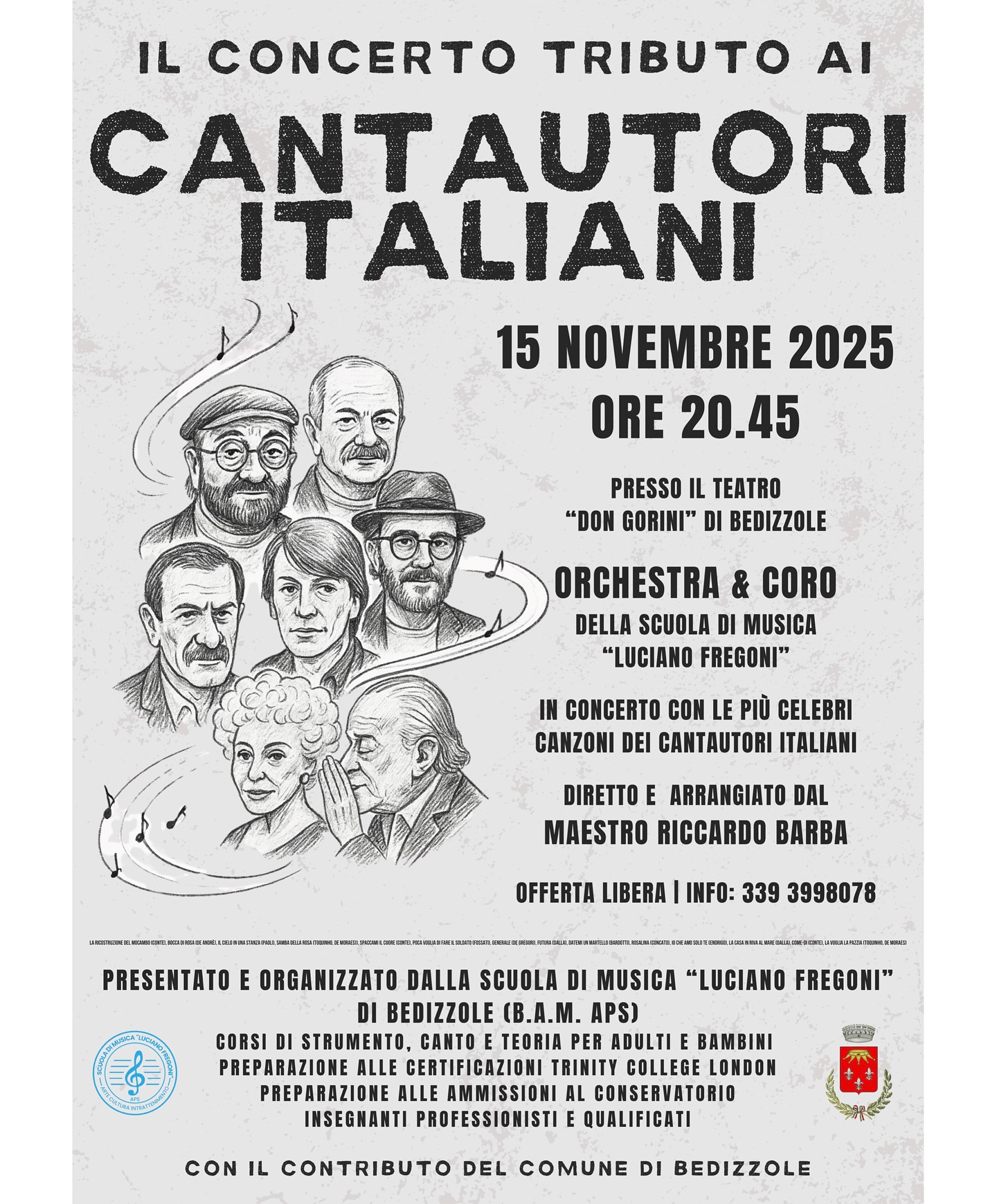 Il concerto tributo ai cantautori italiani